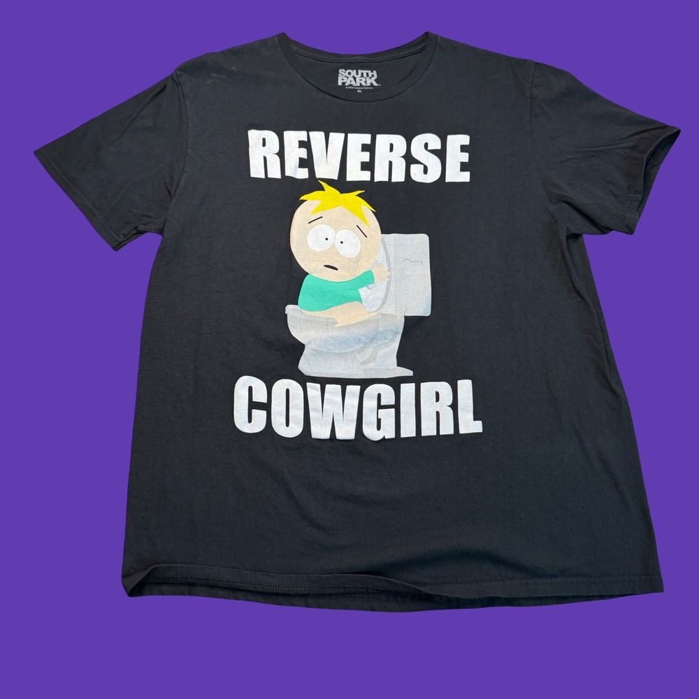 South Park T Shirt XL Mens Black Reverse Cowgirl Butters Graphic Comedy Central